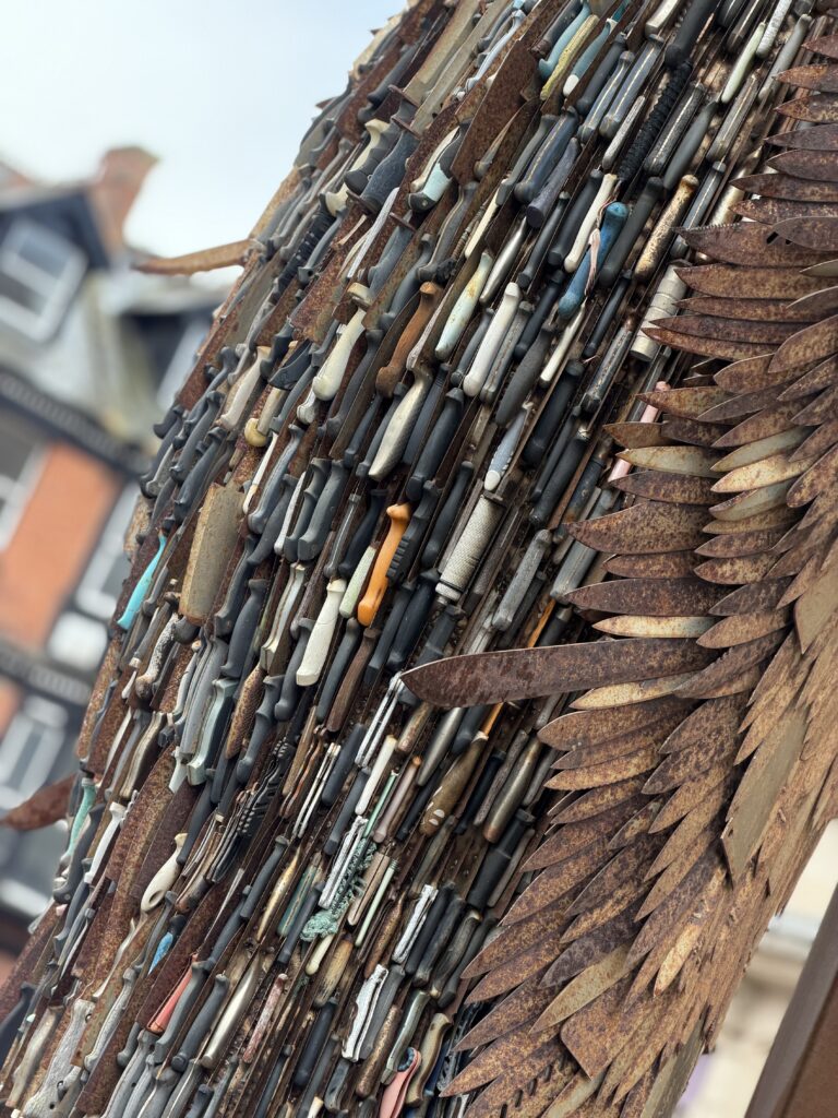 Close up of knife angel wing - made of knives