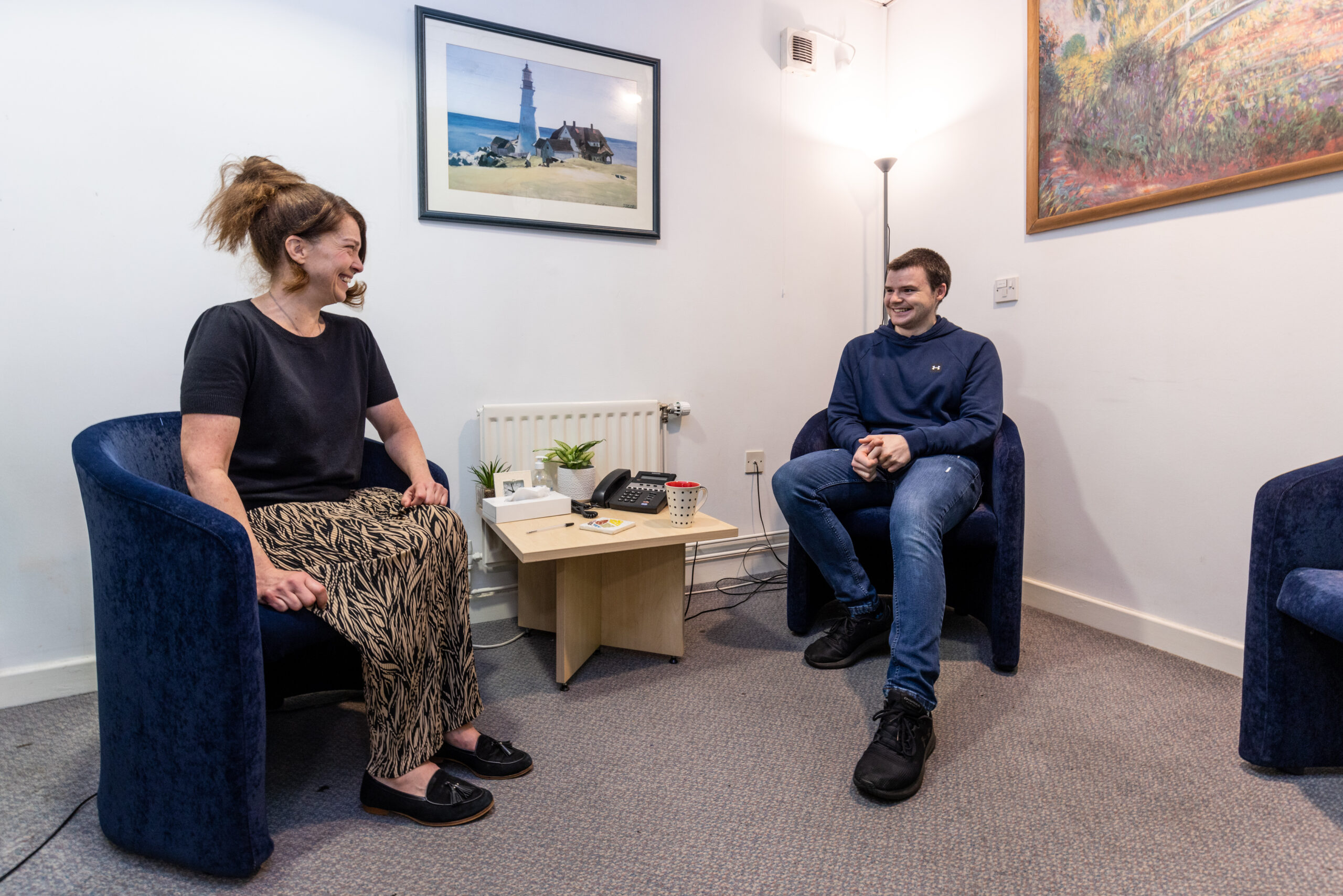 Two people in a counselling session at The Brain Charity